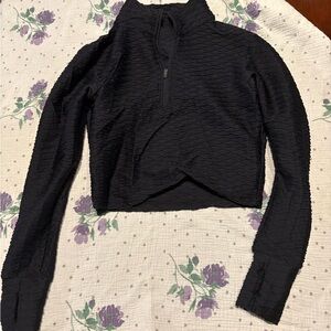 BuffBunny Black Asymmetrical Crop Hoodie
